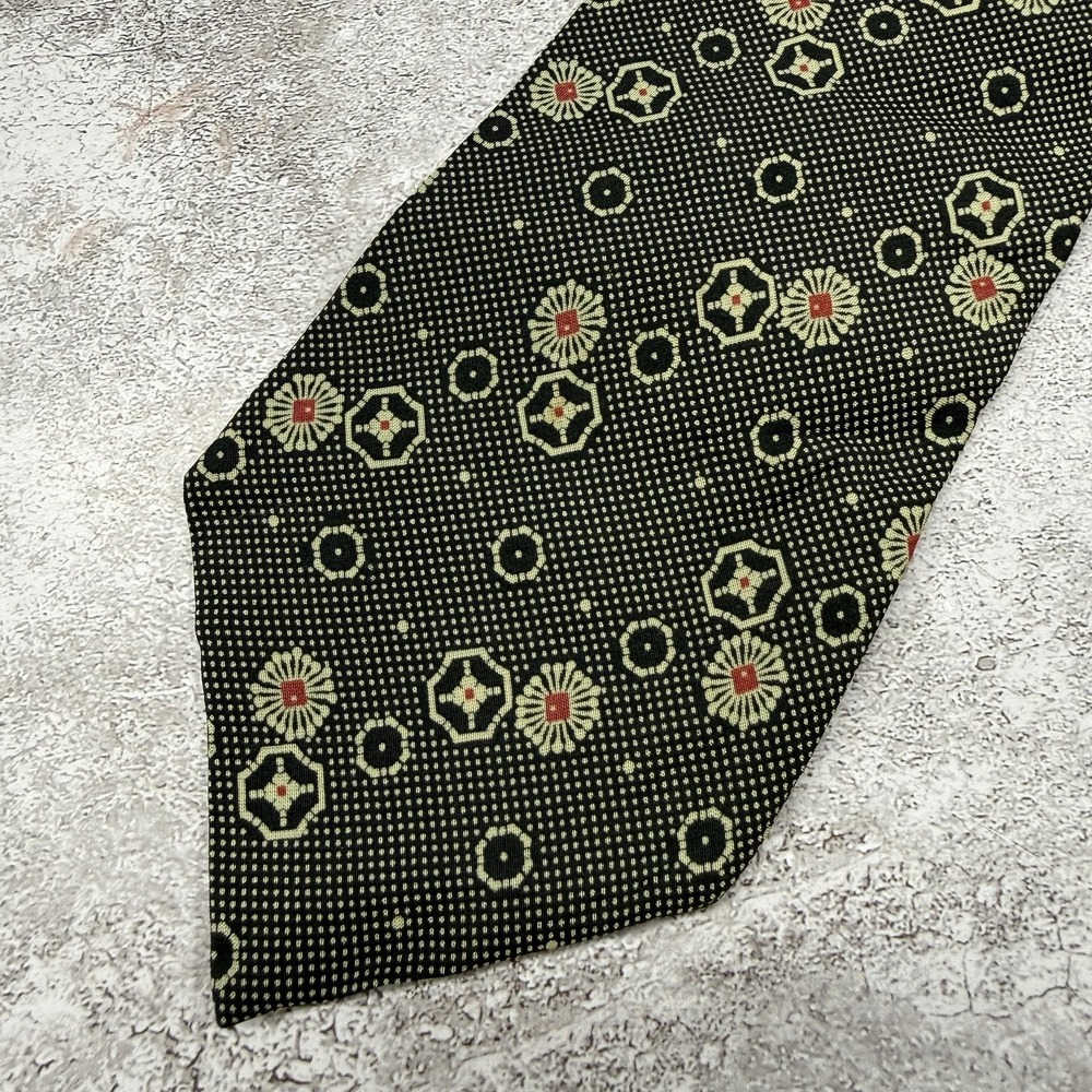 Polo Ralph‎ Lauren Silk Tie Mens One Size Green Geometric Made In Italy Necktie